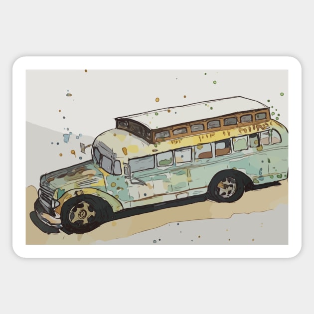 Old camper bus Sticker by WelshDesigns